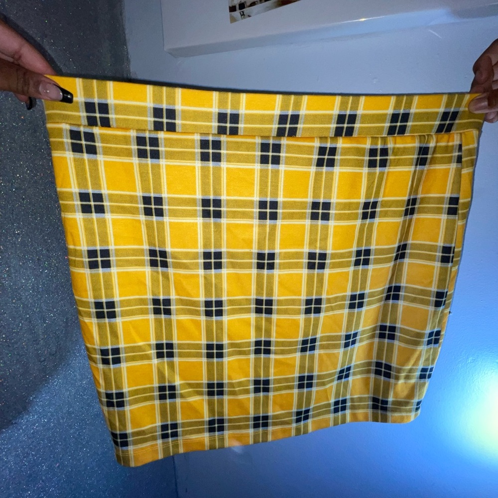 Yellow plaid skirt